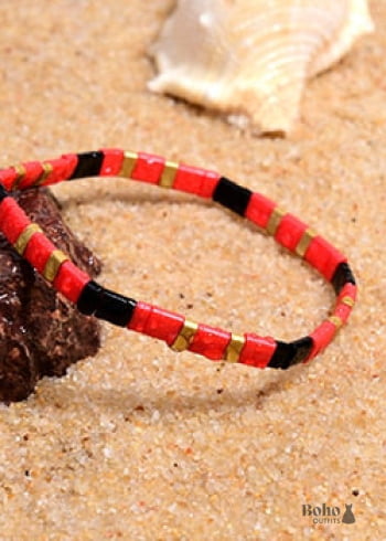 Pulsera Boho, Pulsera Tila Bead, Colorida